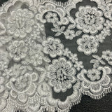 Corded Double Sided Lace Trimming Polyester Fabric - Embroidered Net Mesh, 6.5" Width (1 Yard)