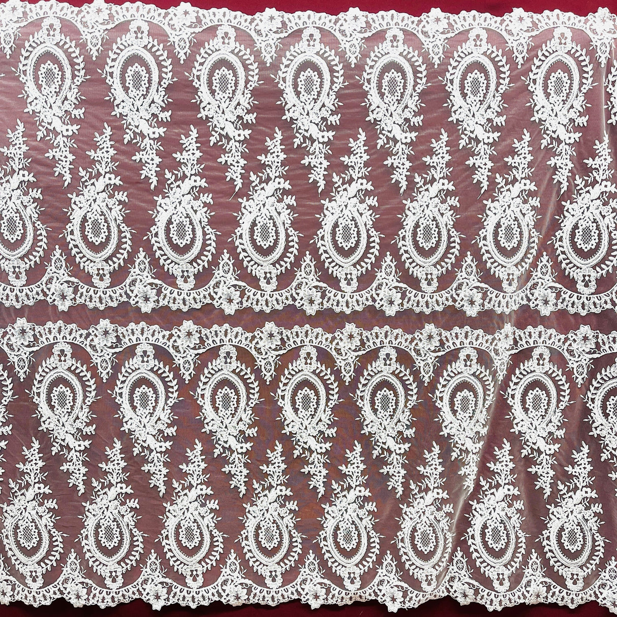 Corded Bridal Lace Fabric 100% Polyester Net Mesh 48" Wide