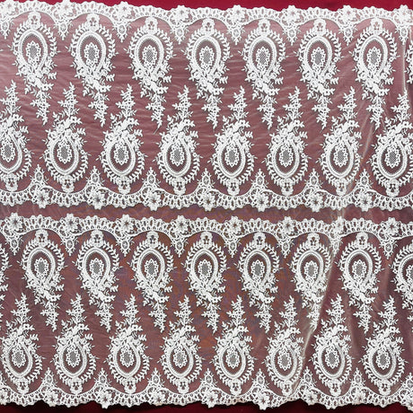Corded Bridal Lace Fabric 100% Polyester Net Mesh 48" Wide