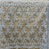Embroidered Bridal Lace Ivory Silver
