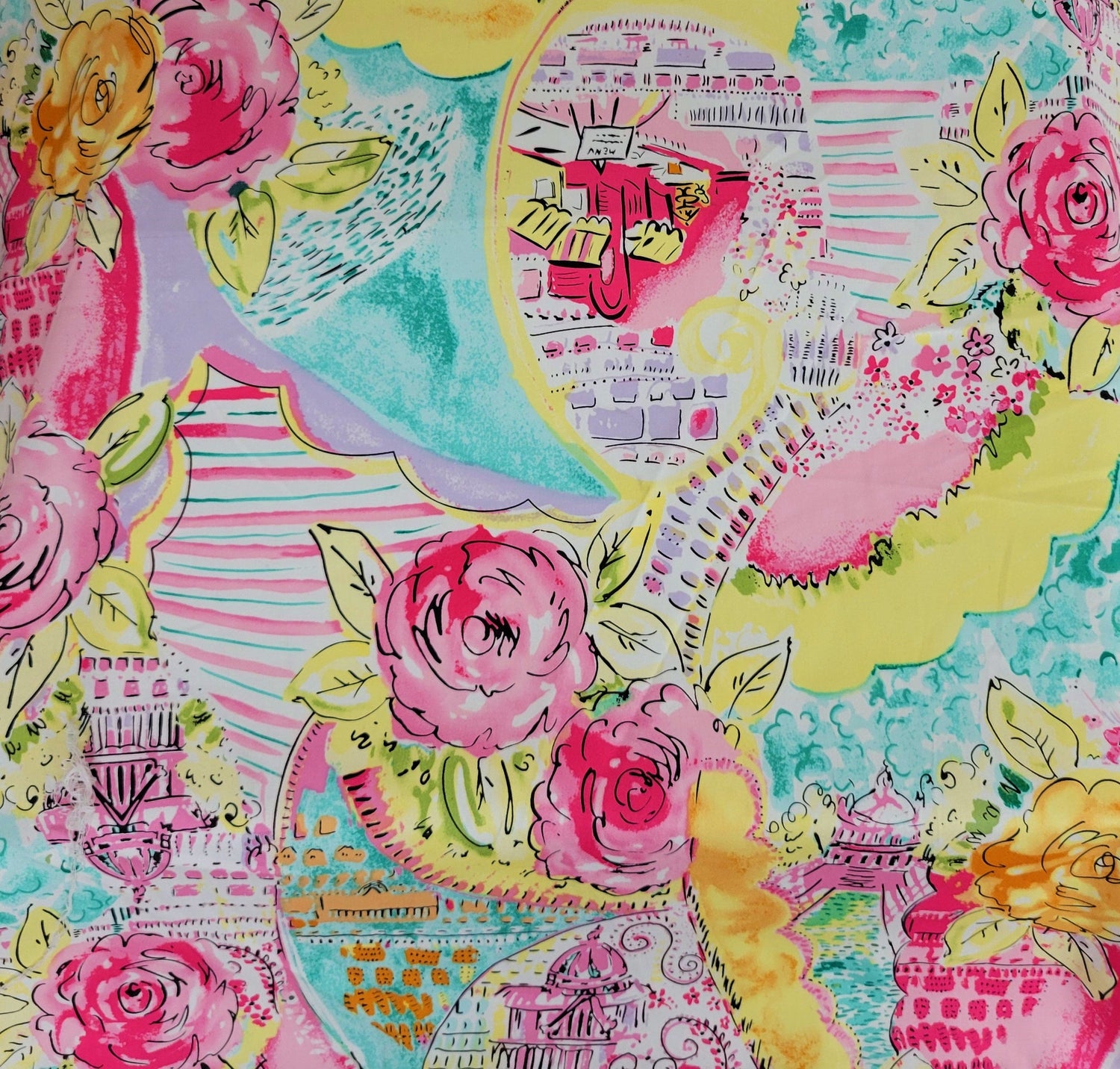 Cotton Twill Spandex Satin Finish Floral Print