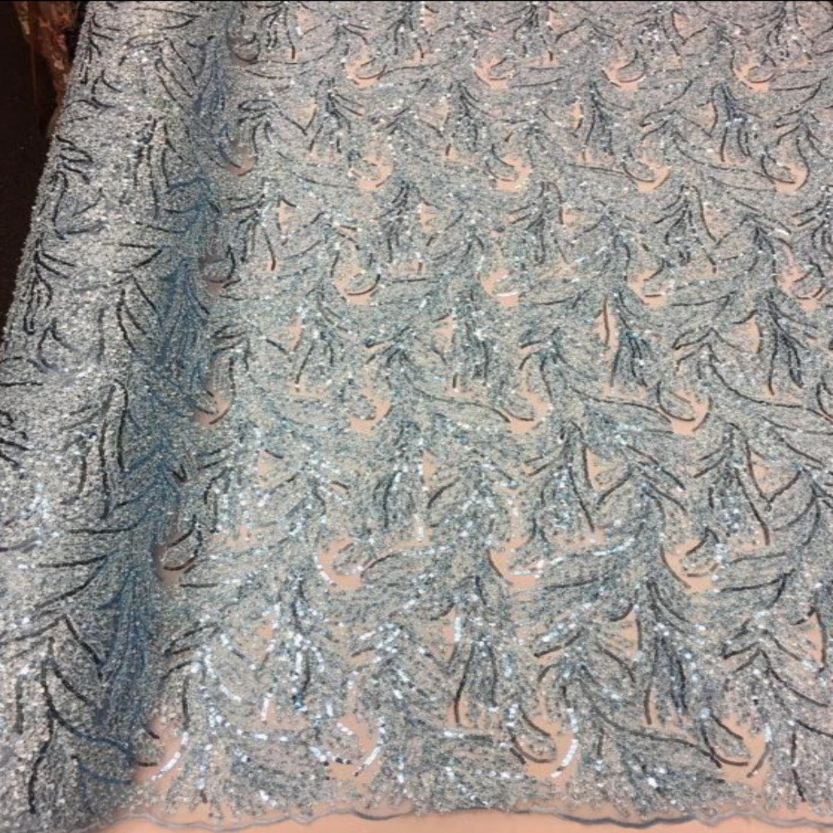 Floral Sequin Lace Fabric 52" Wide Polyester