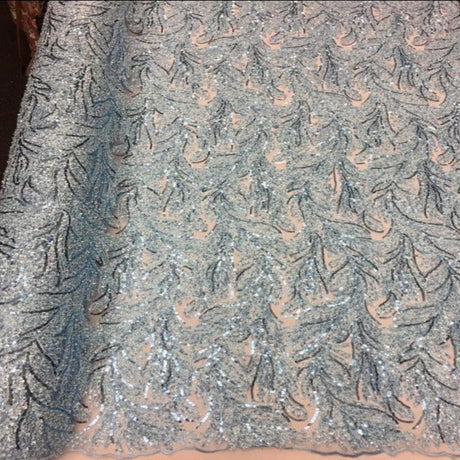 Cozy Pop Thread Floral Sequins Fabric - 100 Percent Polyester, Floral Sequin Lace, 52" Width, No Stretch (1 Yard)