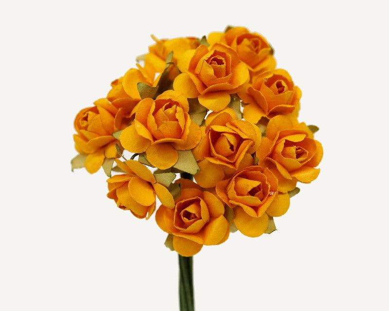 1/2" Gold Yellow Small Tea Rose Mulberry Craft Paper Flowers - Pack of 144
