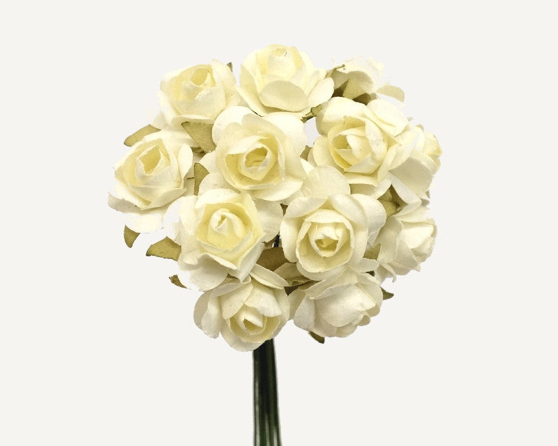 3/4" Ivory Medium Rose Craft Paper Flowers - Pack of 144