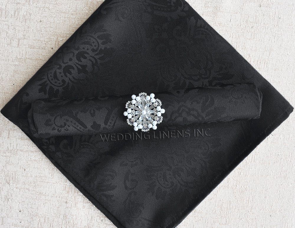 Cloth Dinner Napkin Marquis Damask Jacquard Polyester 20x20 Black