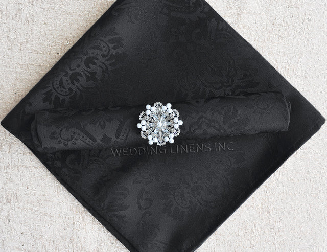 Cloth Dinner Napkin Marquis Damask Jacquard Polyester 20x20 Black