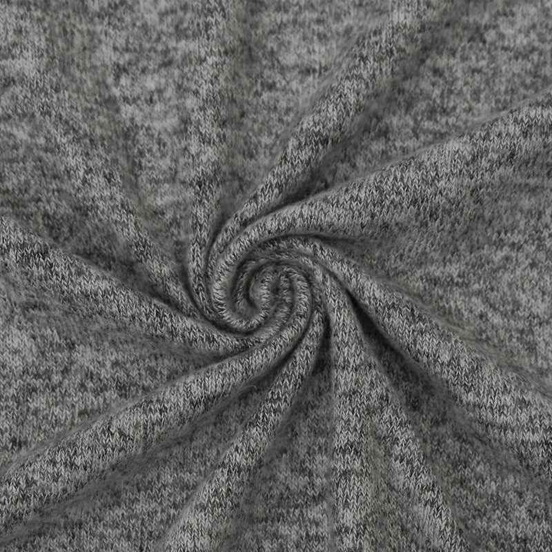 1 Yard Heather Black White Cotton Brushed Back Hacci Jersey Knit Fabric For Apparel Crafts 56 Inches Width