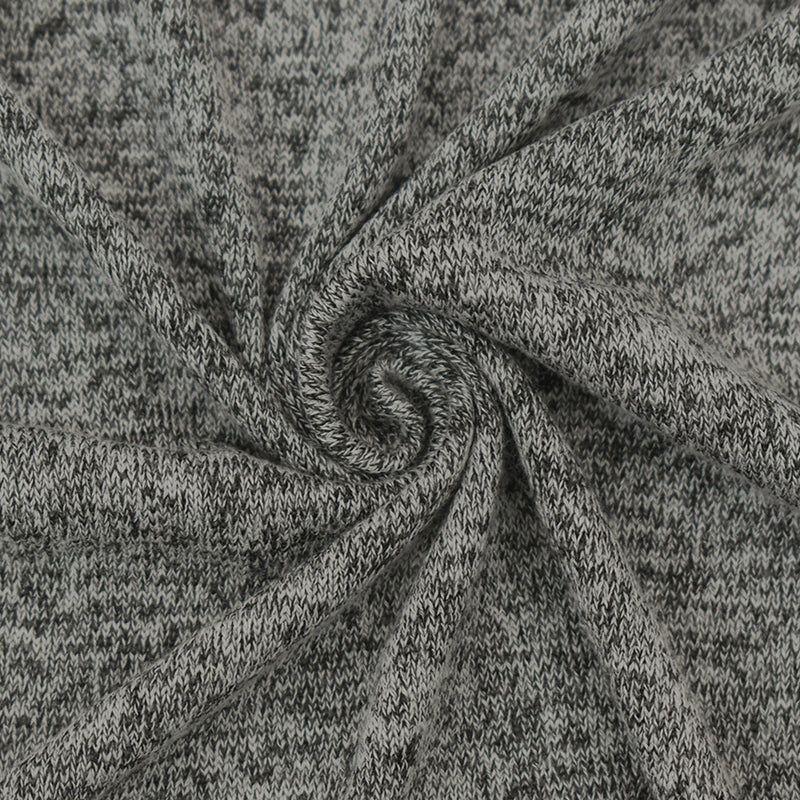 1 Yard Heather Black-White Rayon Spandex Hacci Jersey Knit Fabric Stretch 58 Inches Wide