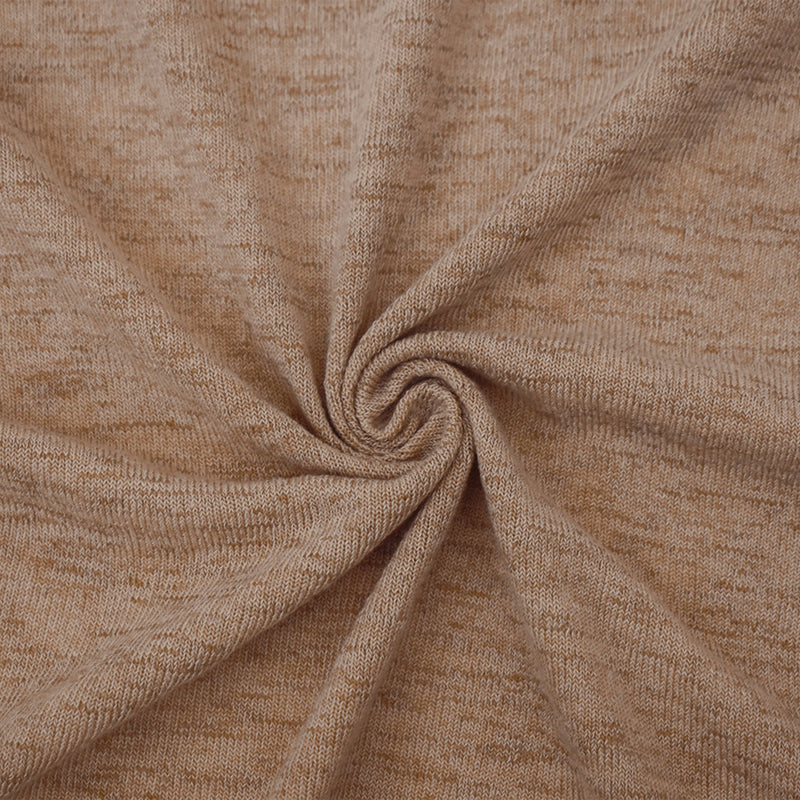 1 Yard Tan Beige Polyester Spandex Slub Jersey Knit Fabric Stretch 54 Inches Wide