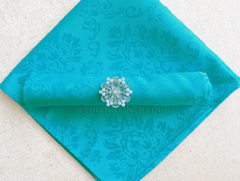 Cloth Dinner Napkin Marquis Damask Jacquard Polyester 20x20 Turquoise