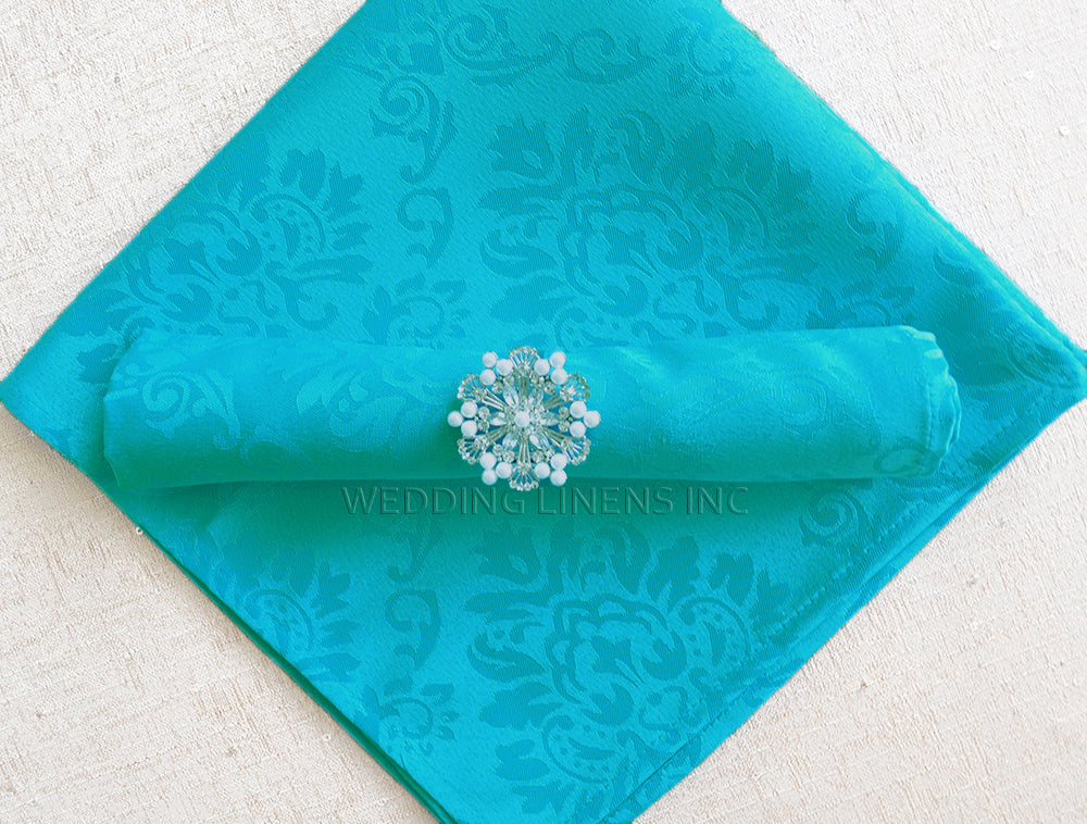 Cloth Dinner Napkin Marquis Damask Jacquard Polyester 20x20 Turquoise