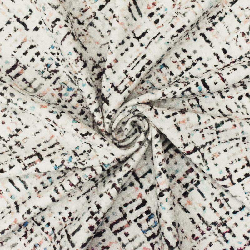 1 Yard Ivory Teal Multi Abstract Print Stretch Swimwear Fabric 62" Width