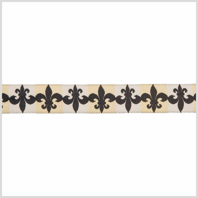 1" Cream/Black French Jacquard Ribbon