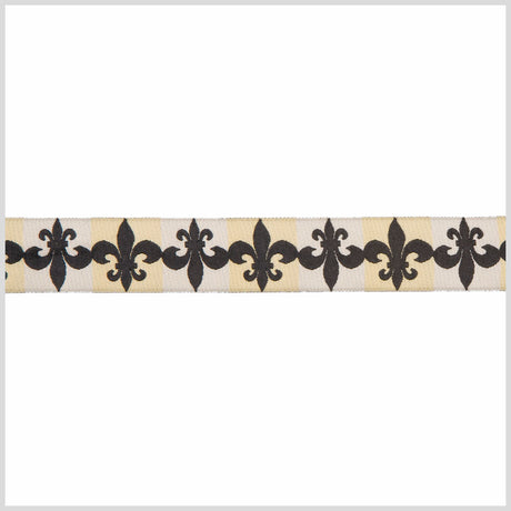 1" Cream/Black French Jacquard Ribbon