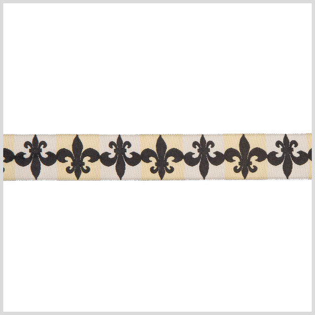 1" Cream/Black French Jacquard Ribbon