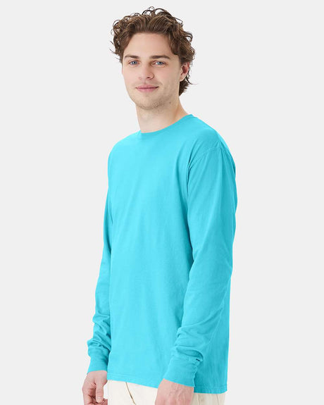 ComfortWash by Hanes garment-dyed cotton long sleeve T-shirt in assorted colors for casual layering