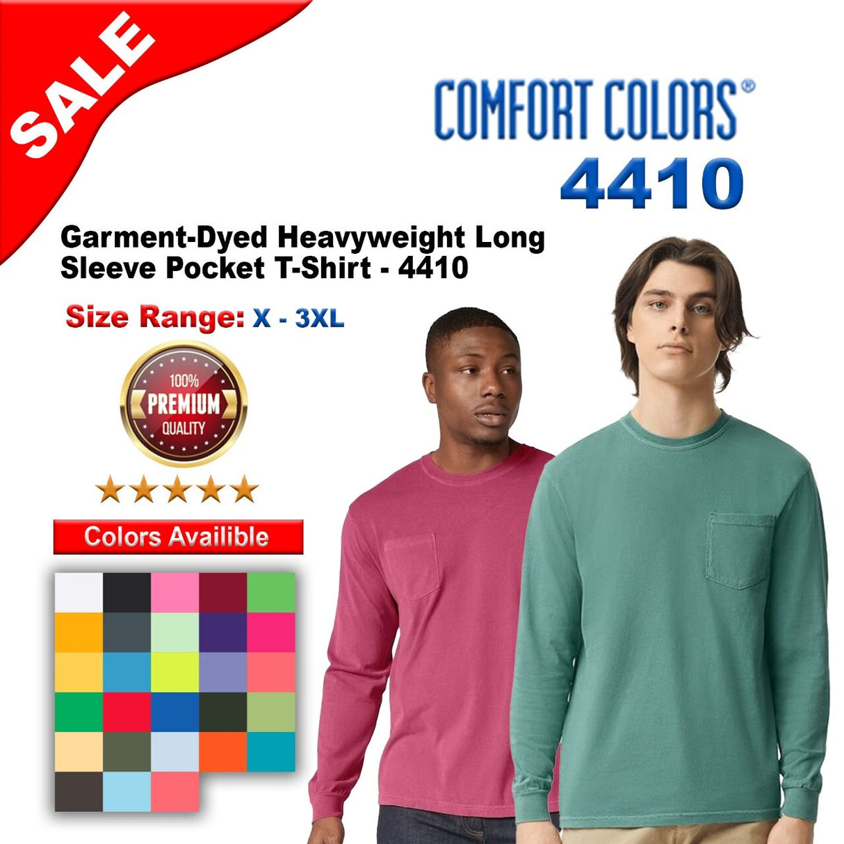 Comfort Colors® Garment-Dyed Heavyweight Long Sleeve Pocket T-Shirt