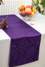 Polyester Table Runner 12x108 Marquis Damask Eggplant