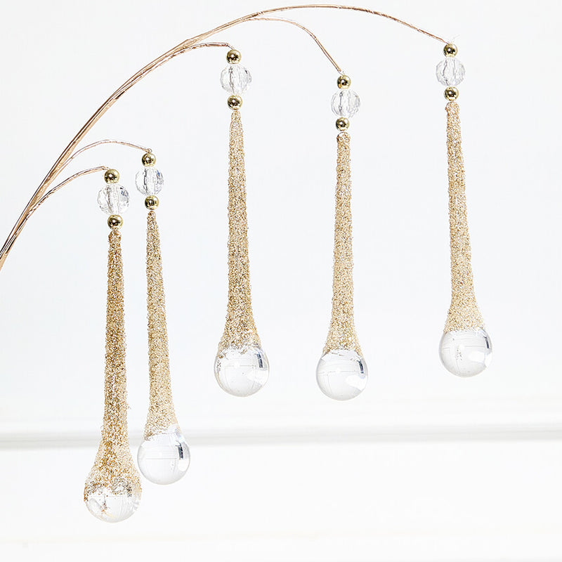 26" Gold Glass Drop Ornament Spray