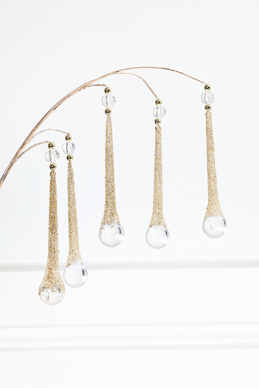 26" Gold Glass Drop Ornament Spray