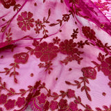 Embroidered Lace Fabric - 100 Percent Polyester Net Mesh, Floral Beaded Design, 52" Width (1 Yard)