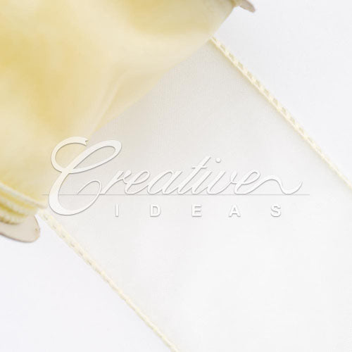 2 1/2" Wired Organza Ribbon - 10 Yards (Ivory)