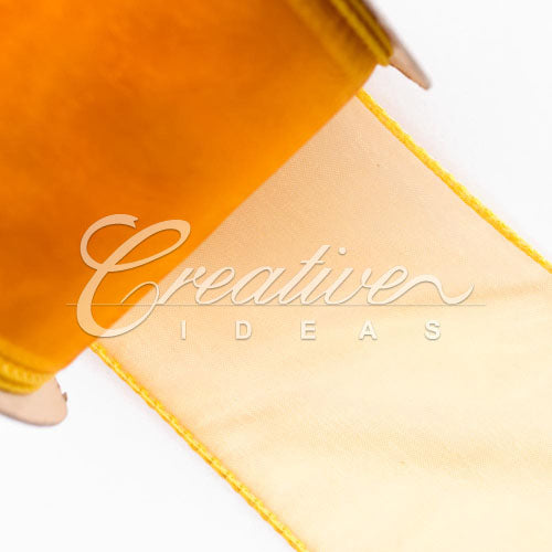 2 1/2" Wired Organza Ribbon - 10 Yards (Light Gold)