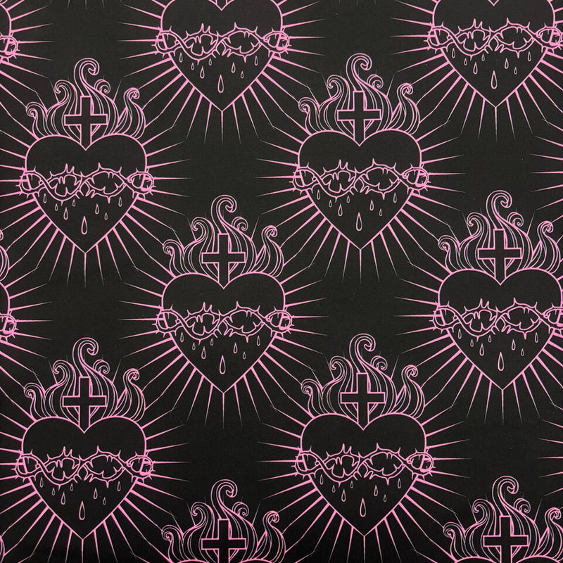 1 Yard Sacred Heart Print Stretch Spandex Fabric for Costumes and Activewear 58"/60" Width