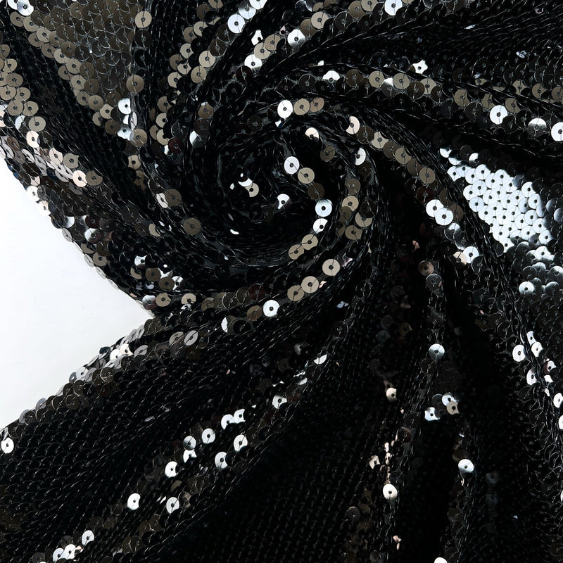 Black Knitted Polyamide Fabric With Sequins