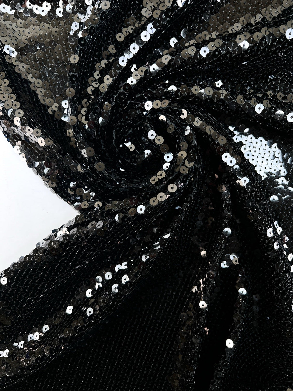 Black Knitted Polyamide Fabric With Sequins
