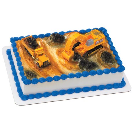 Construction Dig excavator and dump truck Cake Decorating Kit