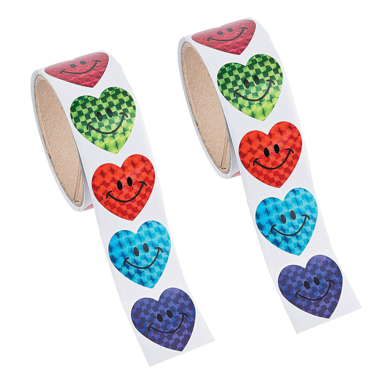 Prism Smile Face Heart Sticker Roll - 100 Pc.