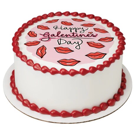 Happy Galentine's Day Edible Cake Image PhotoCake