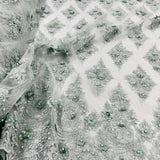 Beaded 3D Floral Lace Mesh