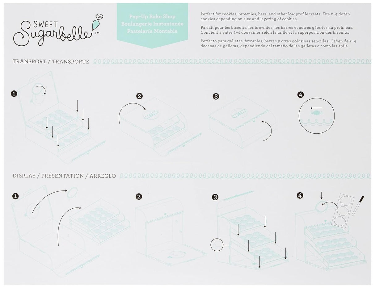 Sweet Sugerbelle 8 Piece Pop-Up Bake Shop Display Mint Cookie Supplies, Store, Transport, And Display Cookies