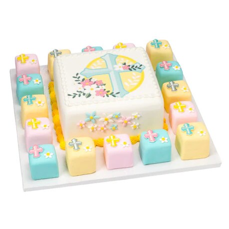 Cross with Flowers Easter Edible Cake Image PhotoCake