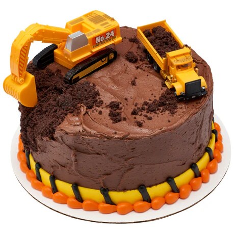 Construction Dig excavator and dump truck Cake Decorating Kit