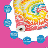 Tie Dye Pattern Disposable Plastic Tablecloth Roll 40" x 100 ft.