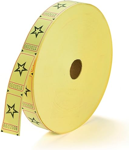 Yellow Star Single Roll Tickets Bulk 12000 Pc.