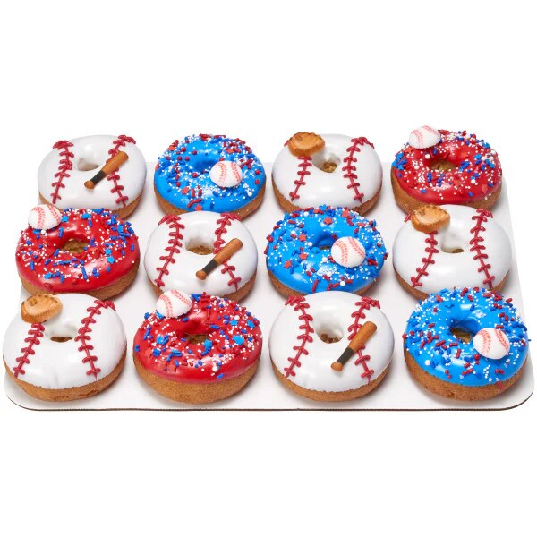 Baseball Assortment Sugar decorations Dec-Ons for Cupcake or Cake - set of 12