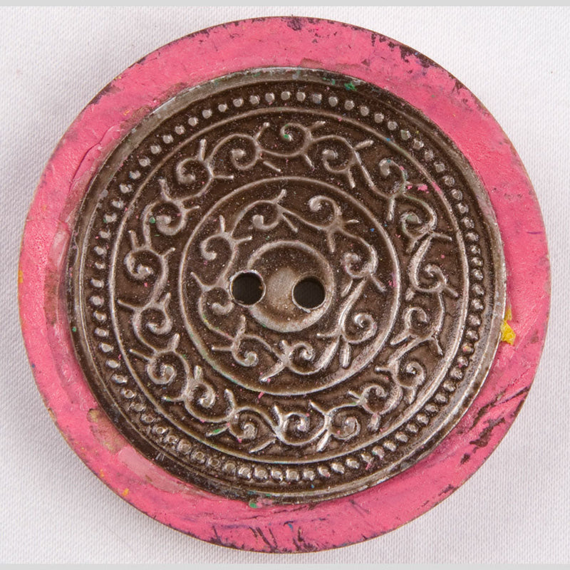 Pink and Silver Foiled 2-Hole Coconut Button - 74L/47mm