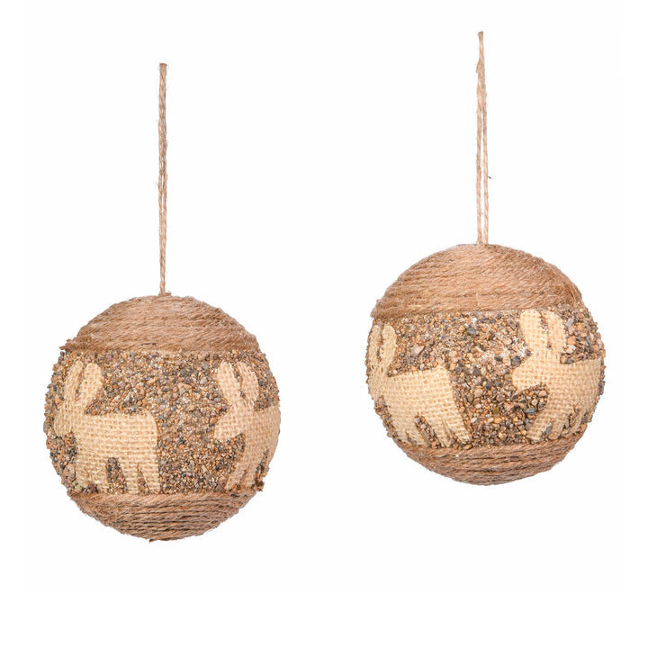 10cm Ball Reindeer Ornament 2 Pcs