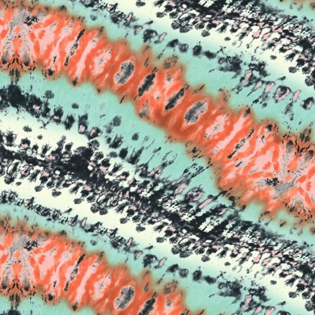 Tie Dye Spandex Coral Mint Printed Fabric