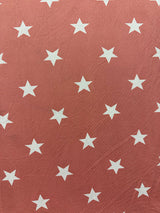 1 Yard Carnation Star Print Double Brushed Jersey Knit Fabric Polyester Spandex 58 Inches Width
