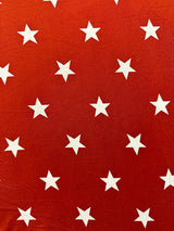 1 Yard Rusty Red Star Print Double Brushed Jersey Knit Fabric Soft Stretchy Lightweight 58 Inches Width