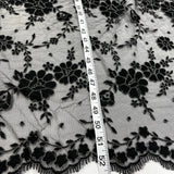 Embroidered Lace Fabric - 100 Percent Polyester Net Mesh, Floral Beaded Design, 52" Width (1 Yard)