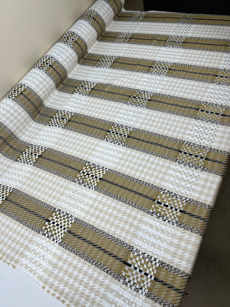 Wool Tweed Blend Checked Beige-Green with Lurex