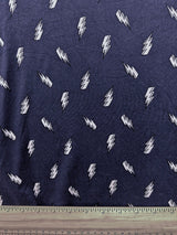 1 Yard Soft Navy Blue Lightning Bolt Double Brushed Jersey Knit Fabric Stretchy Lightweight Material 58 Inches Width