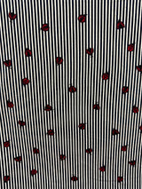 1 Yard Navy Blue Striped Double Brushed Jersey Knit Fabric with Ladybug Motif 58 Inches Width